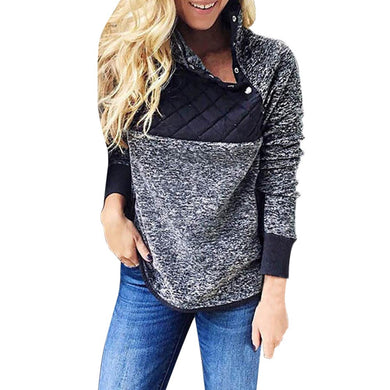 Womens Flannel Patchwork Long Sleeve Sweatshirt Pullover Tops Blouse